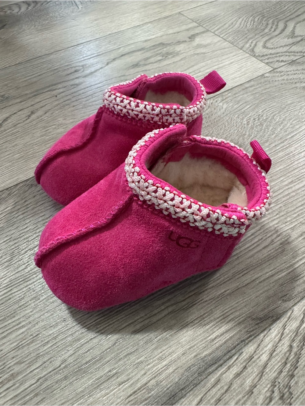 UGG Hot Pink Suede Infant Slip-On Booties